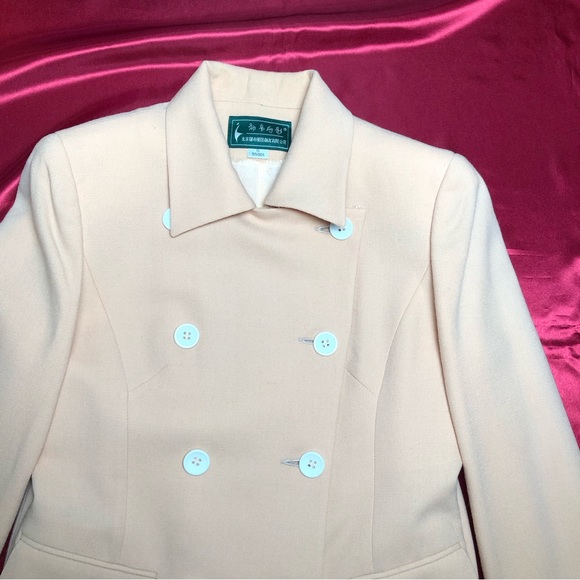 100% Wool Women Double Breasted Suit Set/Peachy Color - Picture 6 of 16